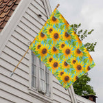 Blue Watercolor Sunflower Pattern Print House Flag