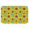 Blue Watercolor Sunflower Pattern Print Indoor Door Mat