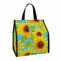 Blue Watercolor Sunflower Pattern Print Insulated Lunch Tote
