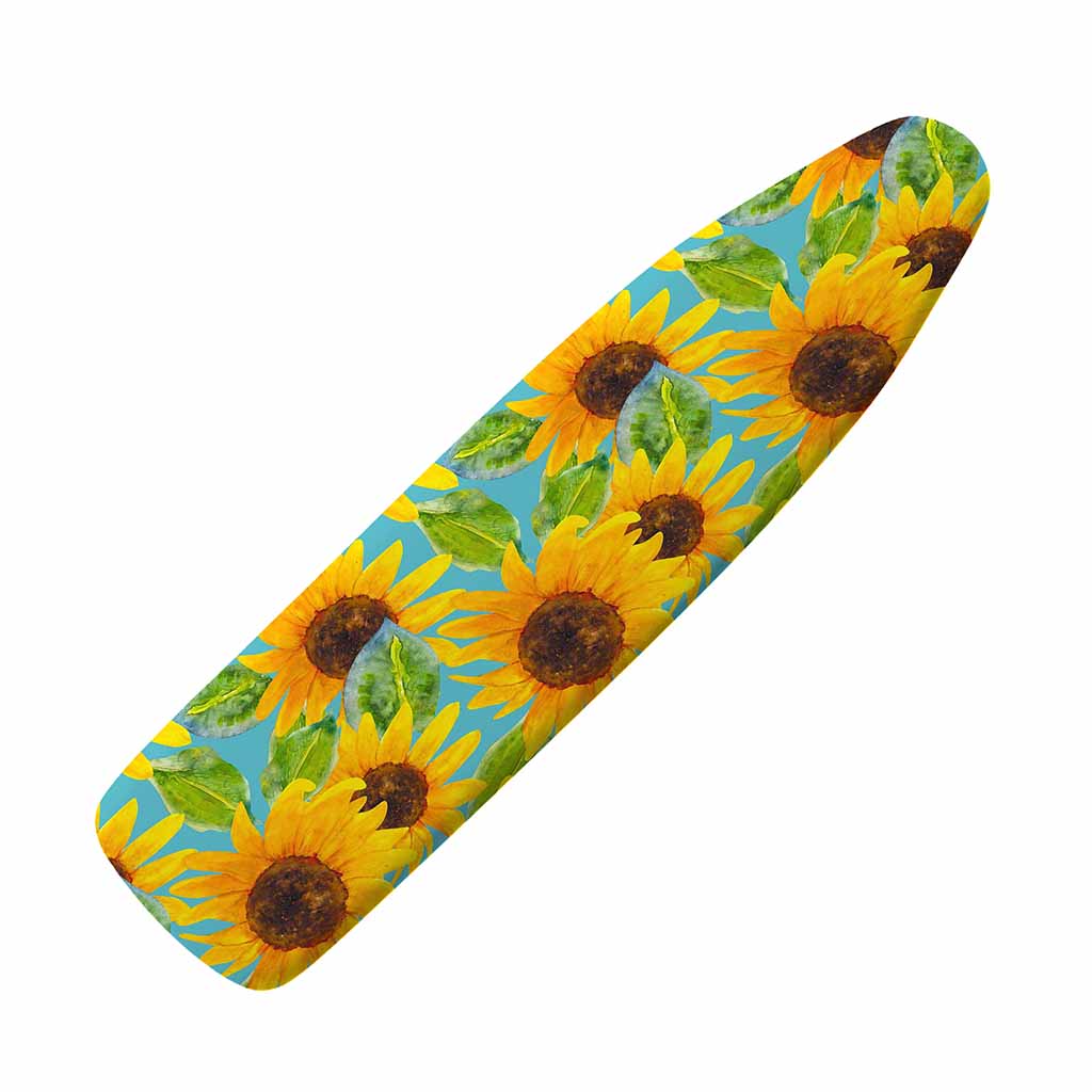 Blue Watercolor Sunflower Pattern Print Ironing Board Cover