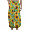 Blue Watercolor Sunflower Pattern Print Lantern Pants