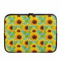 Blue Watercolor Sunflower Pattern Print Laptop Sleeve