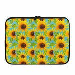Blue Watercolor Sunflower Pattern Print Laptop Sleeve