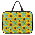 Blue Watercolor Sunflower Pattern Print Laptop Sleeve With Handle