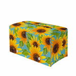 Blue Watercolor Sunflower Pattern Print Leather Tissue Box Cover