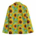 Blue Watercolor Sunflower Pattern Print Men's Blazer