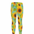 Blue Watercolor Sunflower Pattern Print Men's Leggings