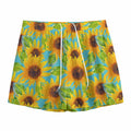 Blue Watercolor Sunflower Pattern Print Mesh Shorts
