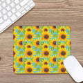 Blue Watercolor Sunflower Pattern Print Mouse Pad