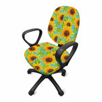 Blue Watercolor Sunflower Pattern Print Office Chair Cover