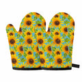 Blue Watercolor Sunflower Pattern Print Oven Mitts
