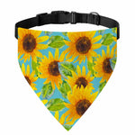 Blue Watercolor Sunflower Pattern Print Over The Collar Dog Bandana