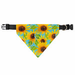 Blue Watercolor Sunflower Pattern Print Over The Collar Dog Bandana