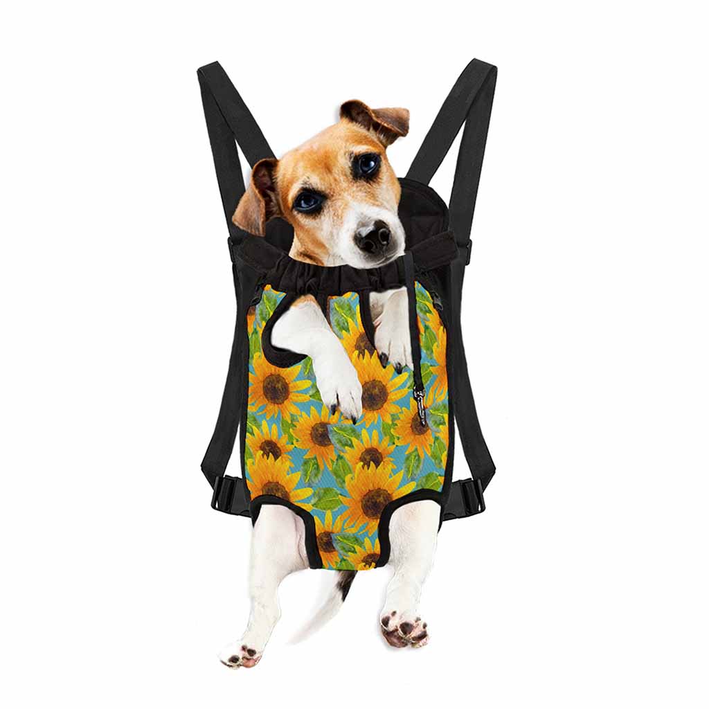Blue Watercolor Sunflower Pattern Print Pet Carrier Backpack