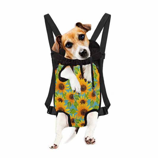 Blue Watercolor Sunflower Pattern Print Pet Carrier Backpack