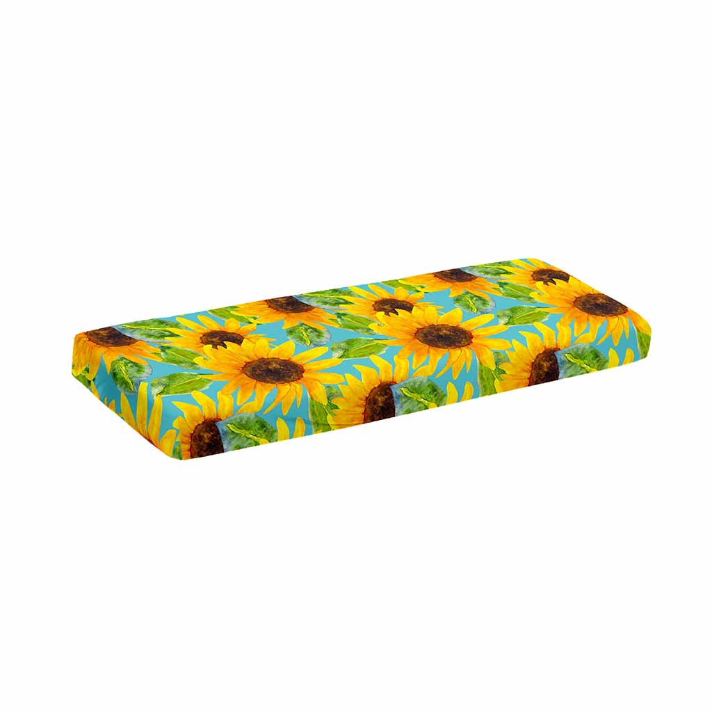 Blue Watercolor Sunflower Pattern Print Piano Keyboard Cover