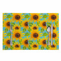 Blue Watercolor Sunflower Pattern Print Placemat