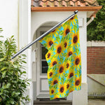 Blue Watercolor Sunflower Pattern Print Polyester Flag