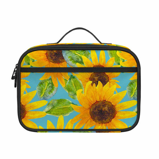 Blue Watercolor Sunflower Pattern Print Portable Lunch Bag