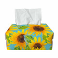 Blue Watercolor Sunflower Pattern Print Rectangle Tissue Box Cover