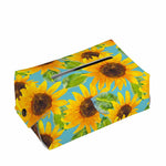 Blue Watercolor Sunflower Pattern Print Rectangle Tissue Box Cover