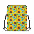 Blue Watercolor Sunflower Pattern Print Rectangular Crossbody Bag