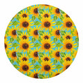 Blue Watercolor Sunflower Pattern Print Round Blanket