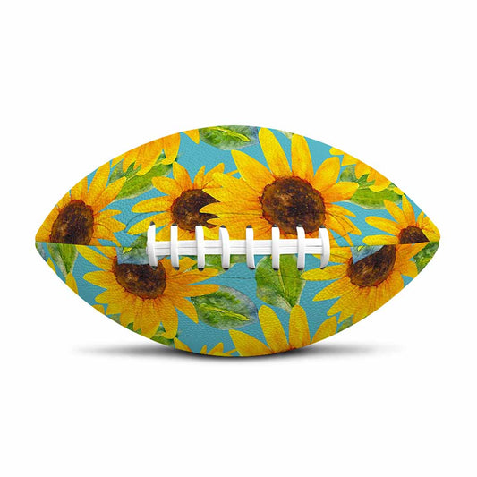 Blue Watercolor Sunflower Pattern Print Rugby Ball