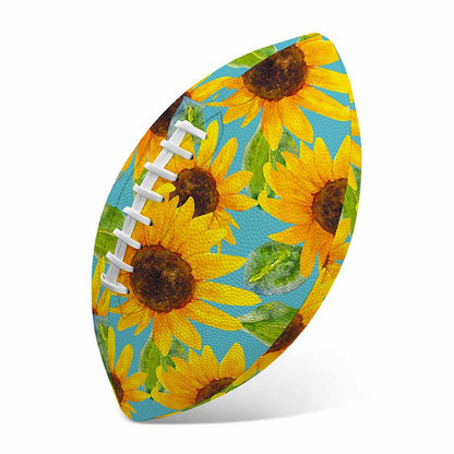 Blue Watercolor Sunflower Pattern Print Rugby Ball