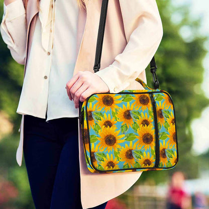 Blue Watercolor Sunflower Pattern Print Shoulder Strap Bible Bag