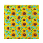 Blue Watercolor Sunflower Pattern Print Silk Bandana