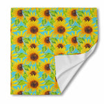 Blue Watercolor Sunflower Pattern Print Silk Bandana