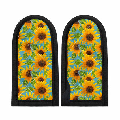 Blue Watercolor Sunflower Pattern Print Skillet Handle Cover