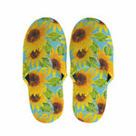 Blue Watercolor Sunflower Pattern Print Slippers