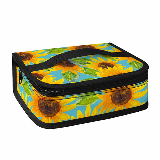 Blue Watercolor Sunflower Pattern Print Small Lunch Bag