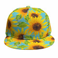 Blue Watercolor Sunflower Pattern Print Snapback Cap