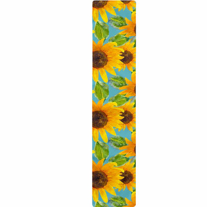 Blue Watercolor Sunflower Pattern Print Table Runner