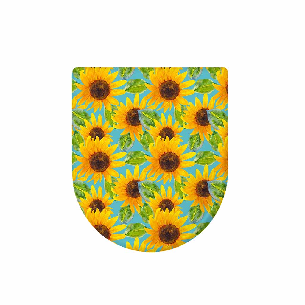 Blue Watercolor Sunflower Pattern Print Toilet Lid Cover