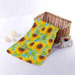 Blue Watercolor Sunflower Pattern Print Towel