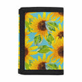 Blue Watercolor Sunflower Pattern Print Trifold Wallet