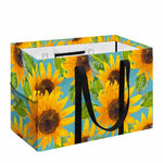 Blue Watercolor Sunflower Pattern Print Utility Tote Bag