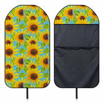 Blue Watercolor Sunflower Pattern Print Waterproof Car Seat Cover