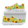 Blue Watercolor Sunflower Pattern Print White Running Shoes