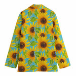 Blue Watercolor Sunflower Pattern Print Women's Blazer