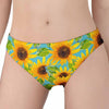 Blue Watercolor Sunflower Pattern Print Women's Panties