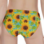 Blue Watercolor Sunflower Pattern Print Women's Panties