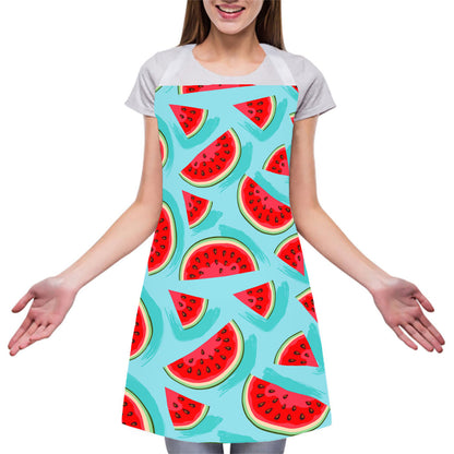 Blue Watermelon Pieces Pattern Print Adjustable Apron