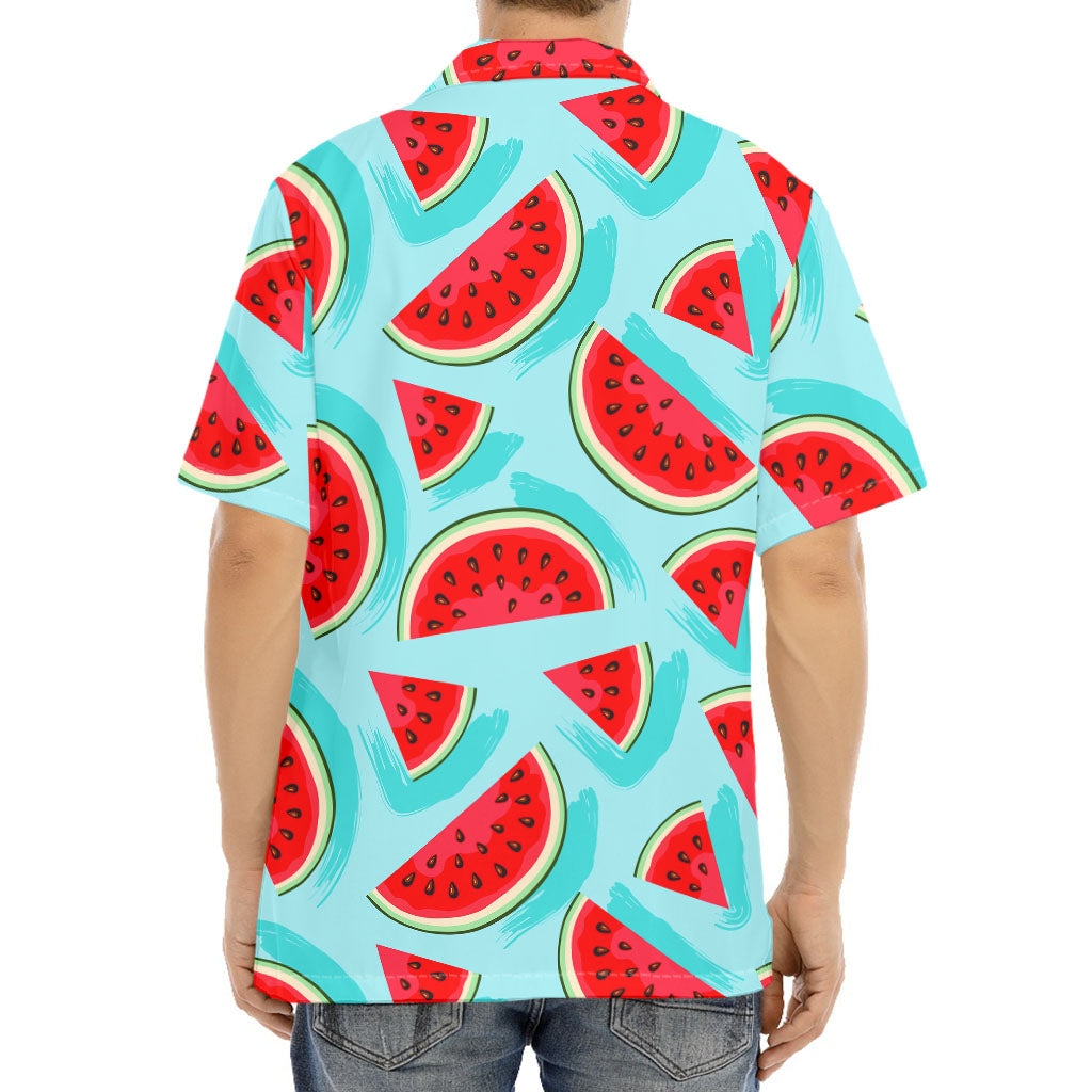 Blue Watermelon Pieces Pattern Print Aloha Shirt