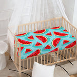 Blue Watermelon Pieces Pattern Print Baby Crib Sheet