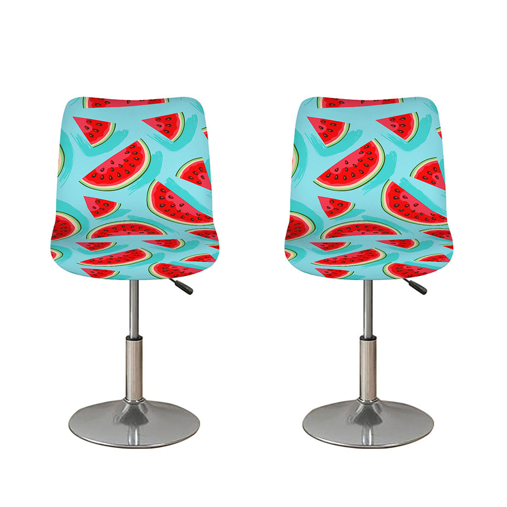Blue Watermelon Pieces Pattern Print Bar Stool Covers